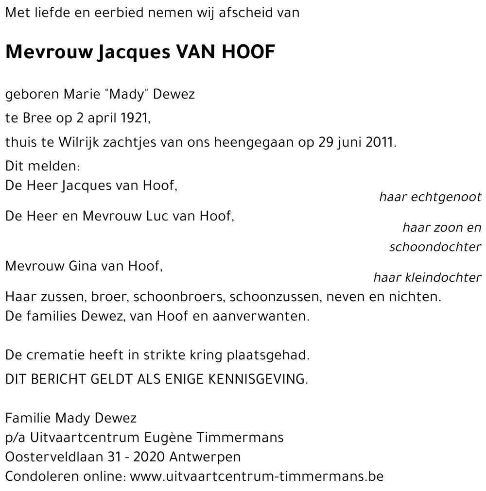 Jacques VAN HOOF
