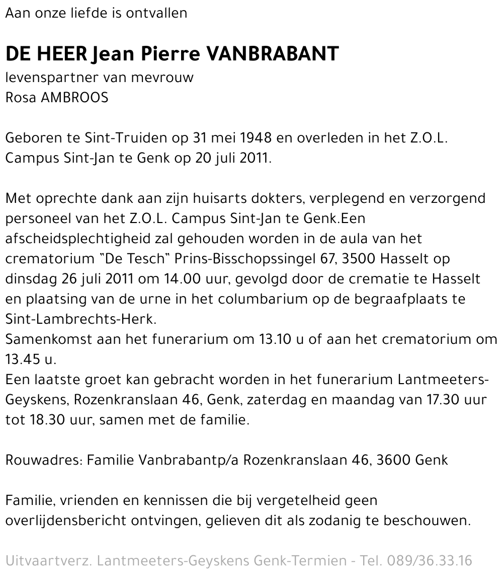 Jean Pierre VANBRABANT