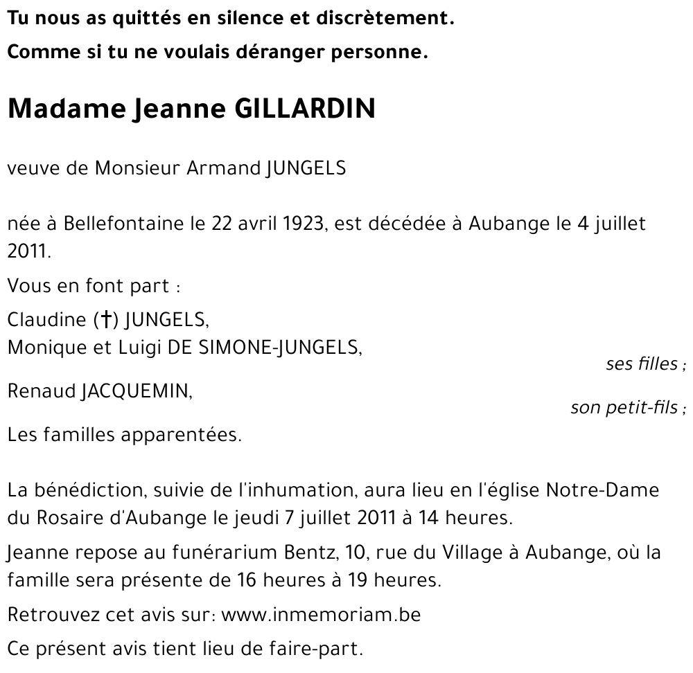 Jeanne GILLARDIN