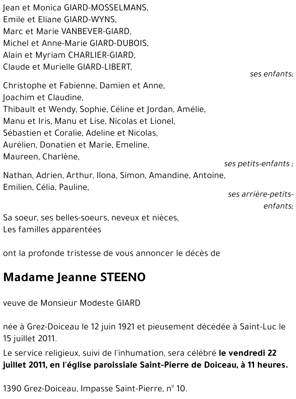 Jeanne STEENO