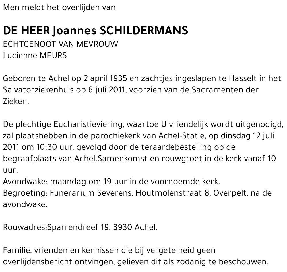 Joannes Schildermans