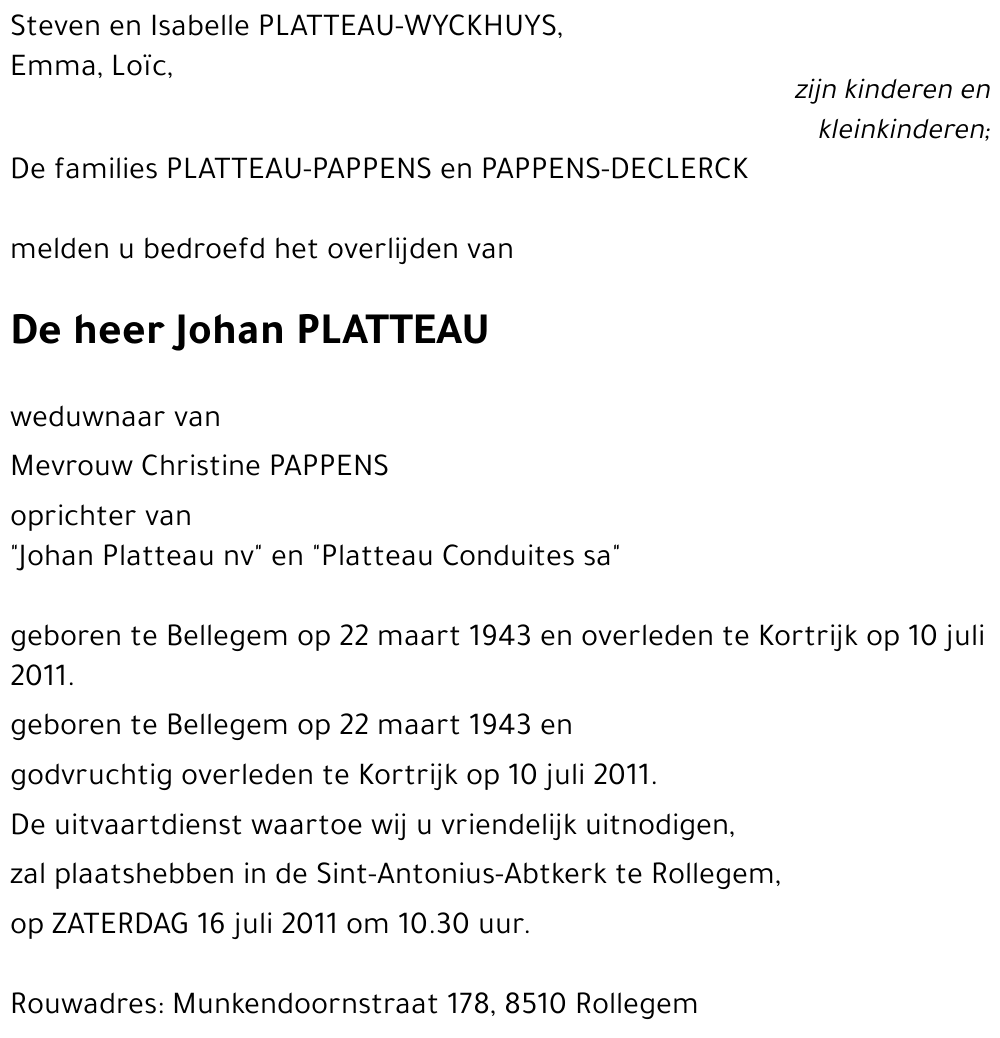Johan PLATTEAU