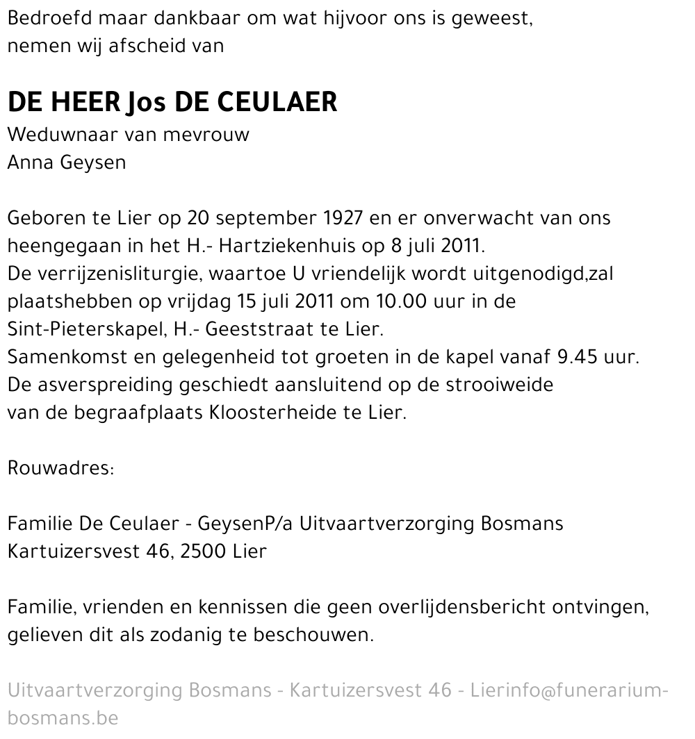 Jos De Ceulaer