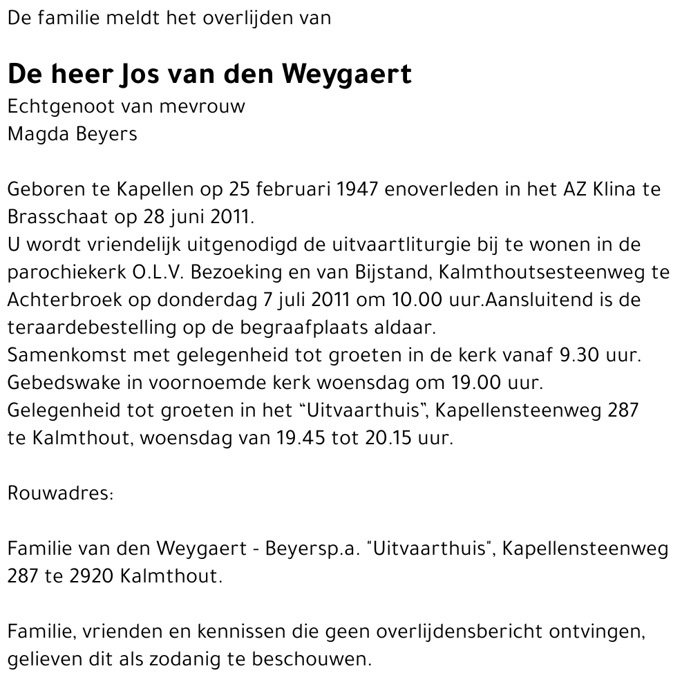 Jos van den Weygaert