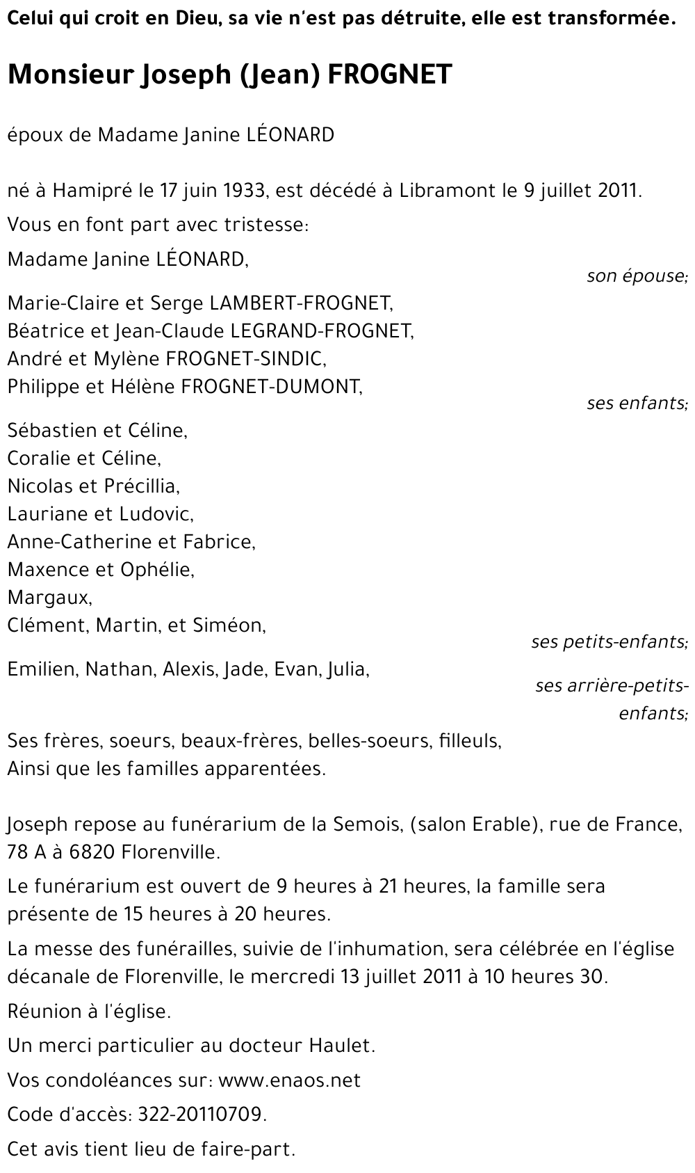 Joseph (Jean) FROGNET