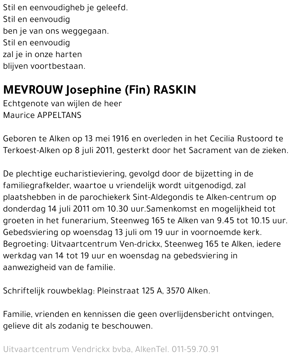 Josephine (Fin) Raskin