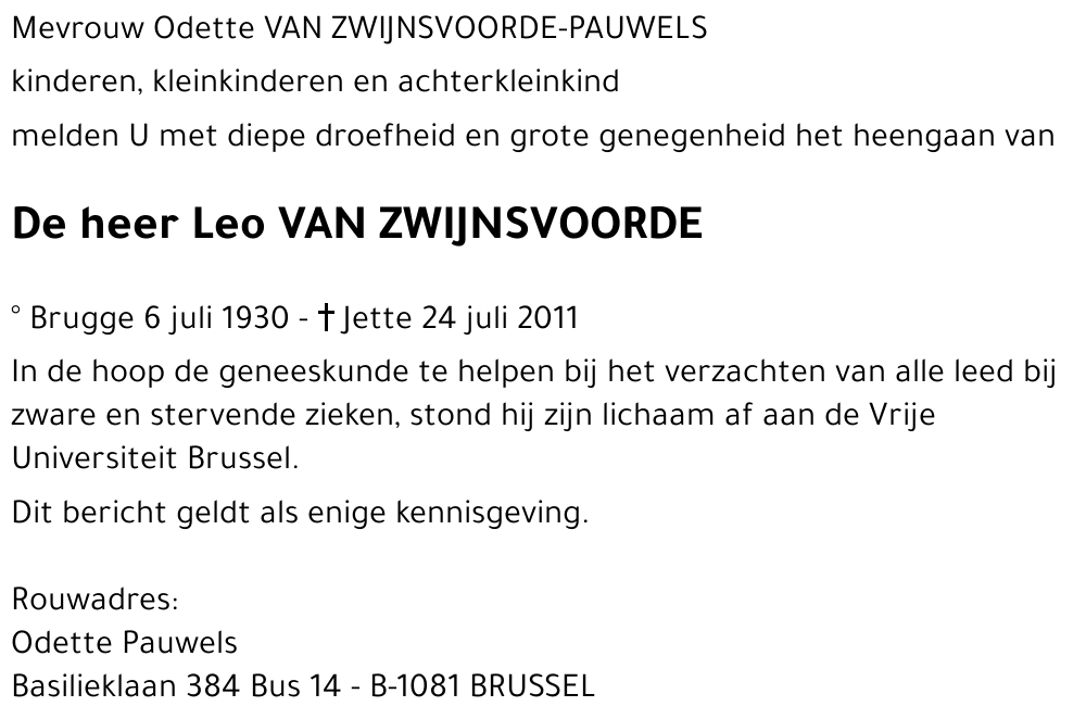 Leo VAN ZWIJNSVOORDE