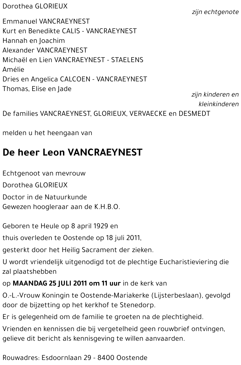 Leon VANCRAEYNEST