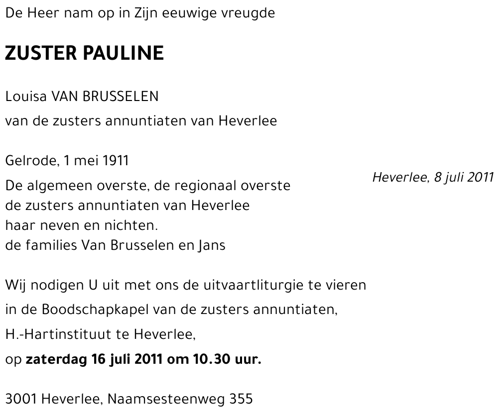 Louisa VAN BRUSSELEN