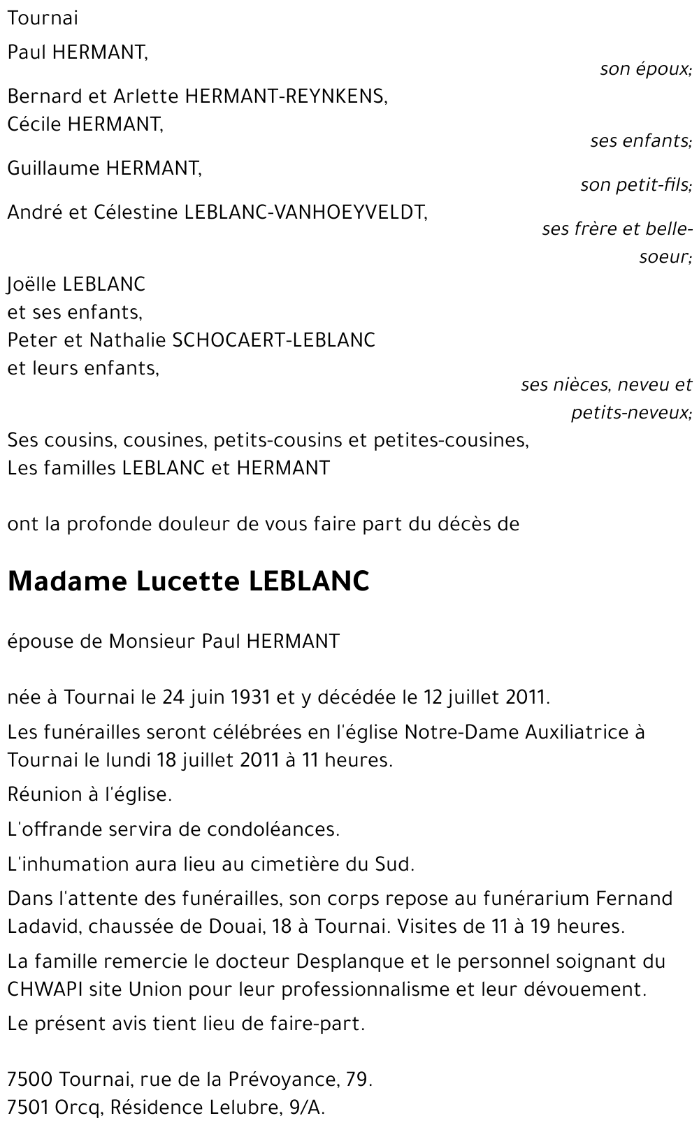 Lucette LEBLANC
