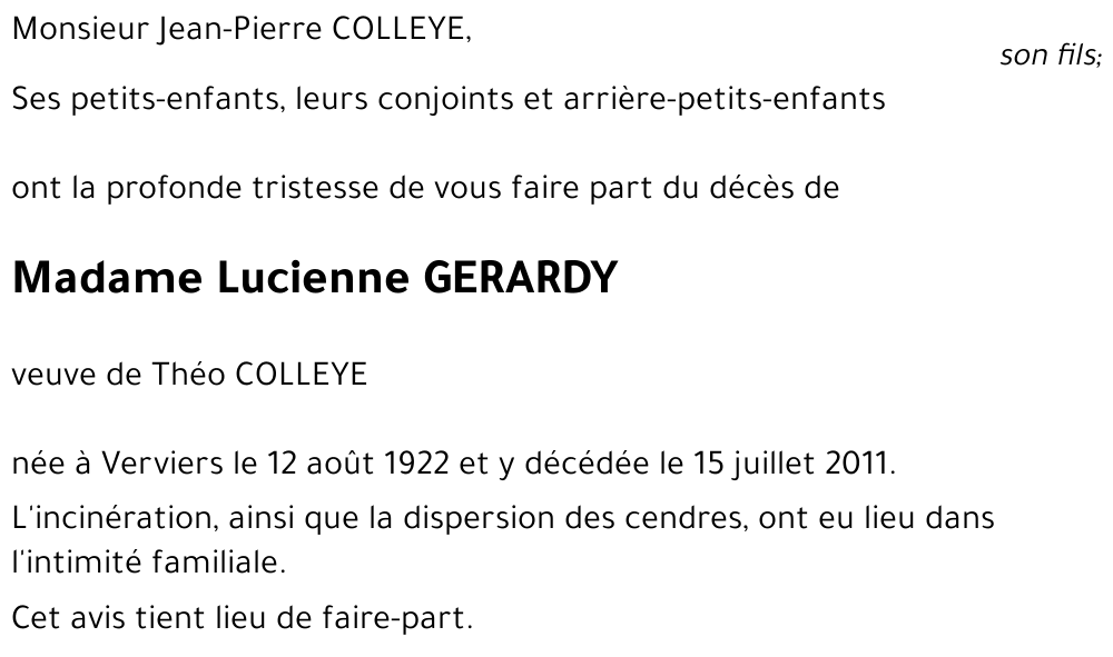 Lucienne GERARDY