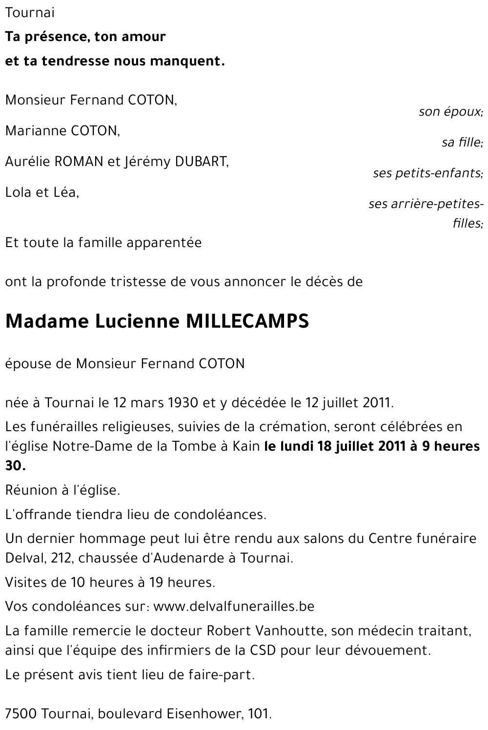 Lucienne MILLECAMPS