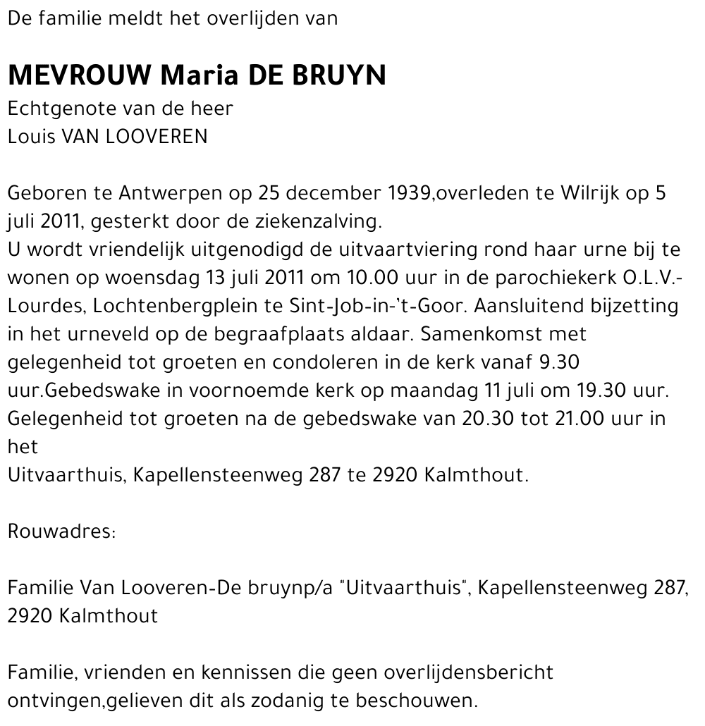 Maria DE BRUYN