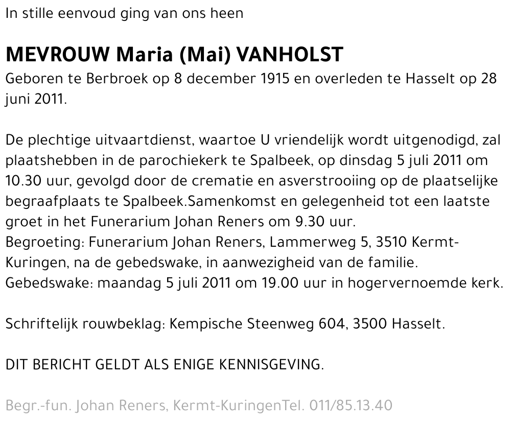 Maria (Mai) Vanholst