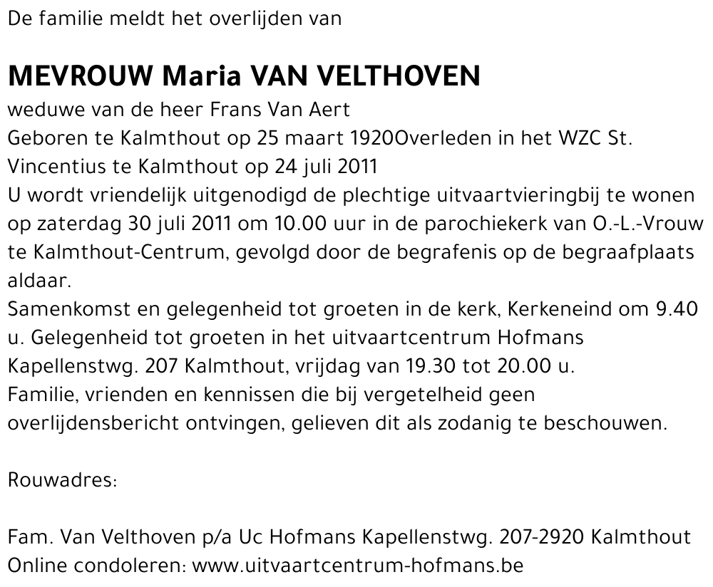 Maria Van Velthoven