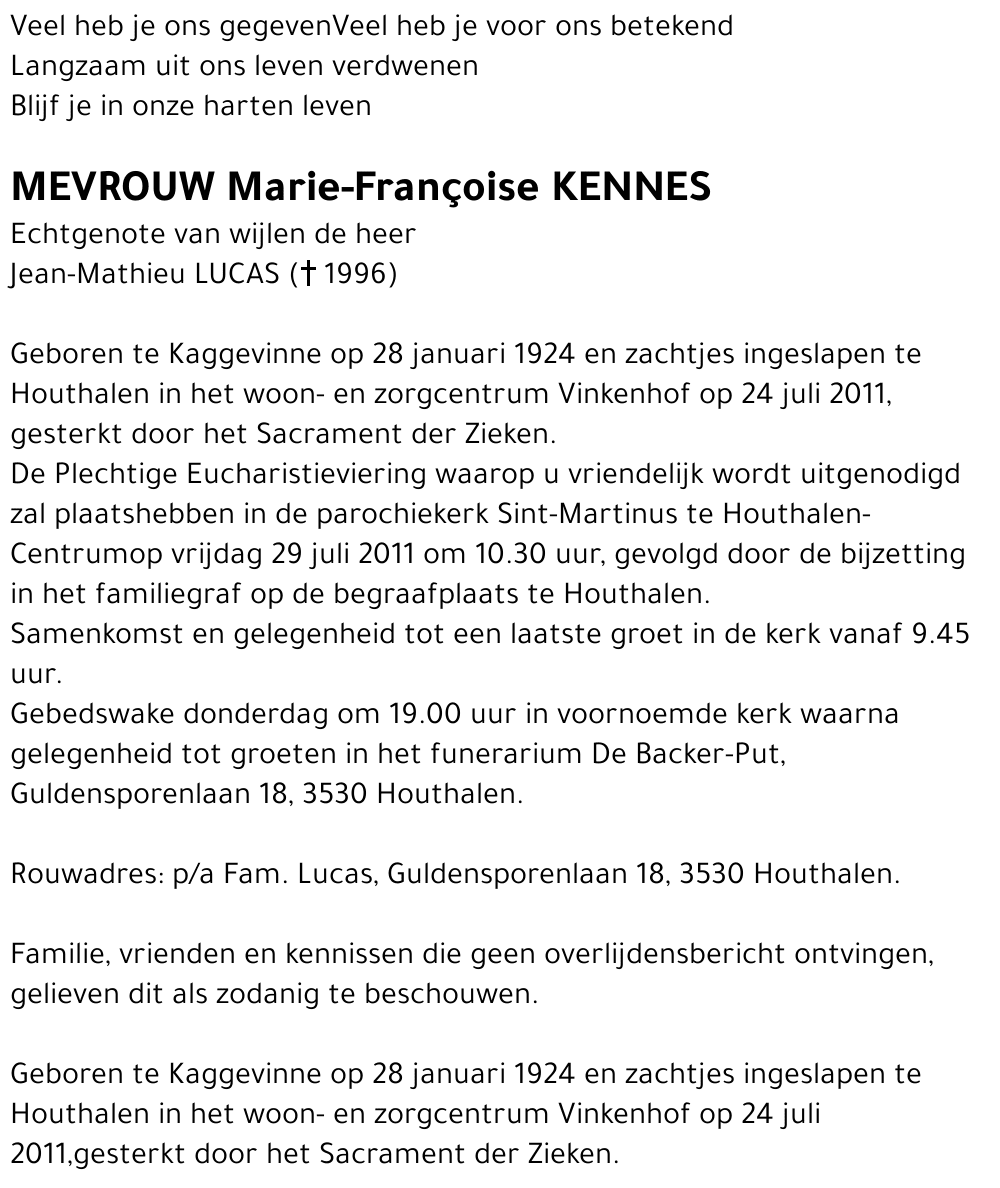 Marie-Françoise KENNES