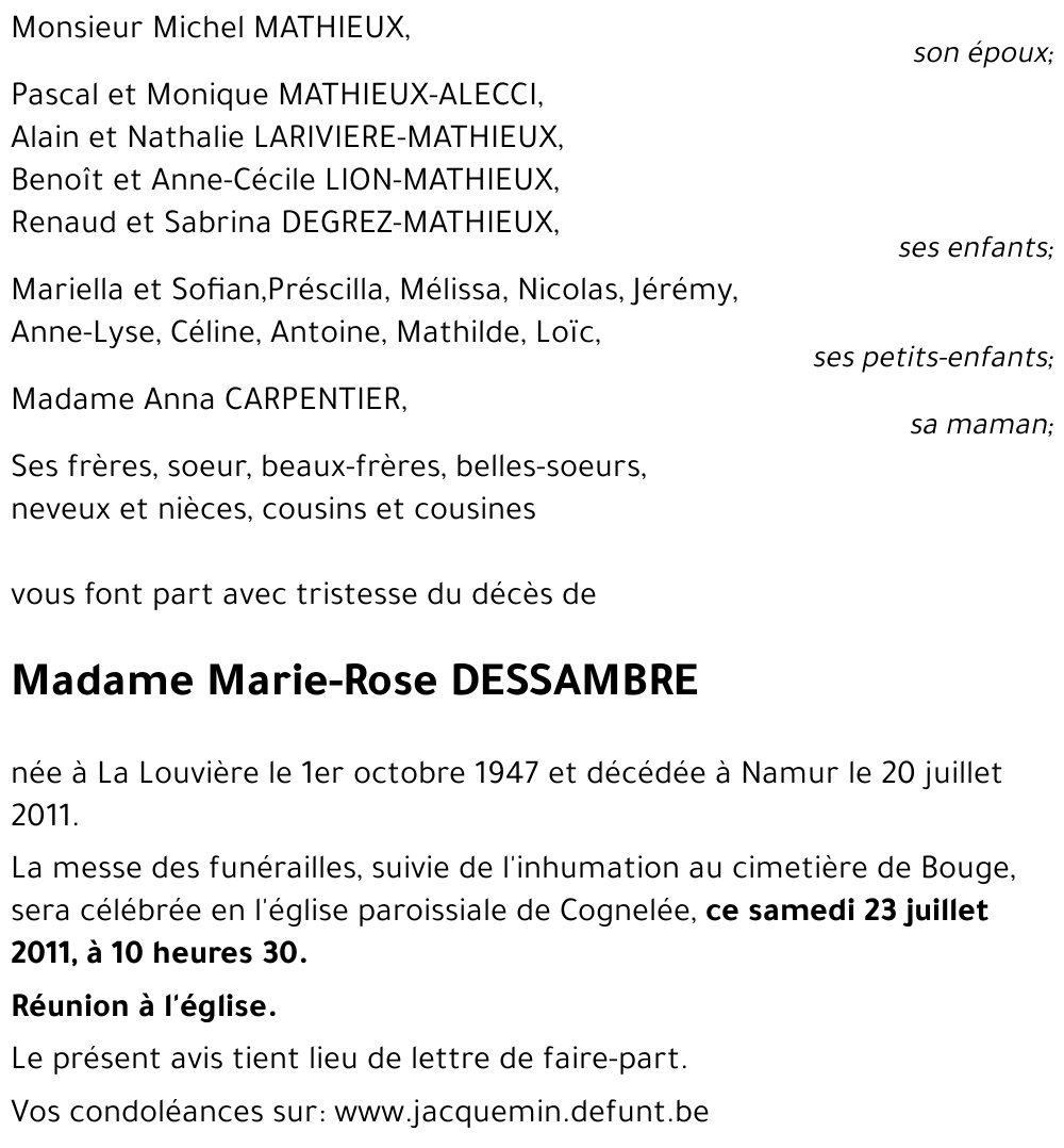 Marie-Rose DESSAMBRE