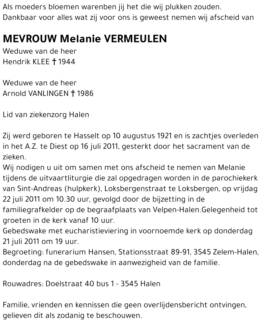 Melanie VERMEULEN