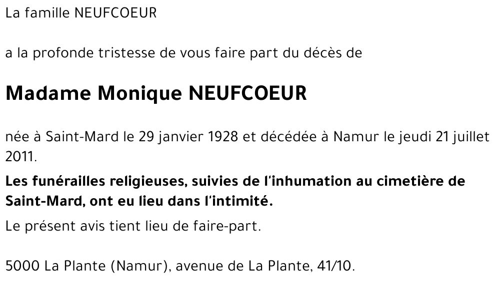 Monique NEUFCOEUR