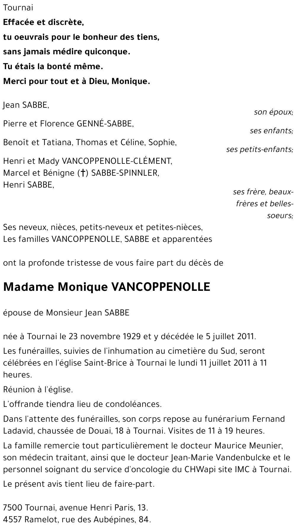 Monique VANCOPPENOLLE