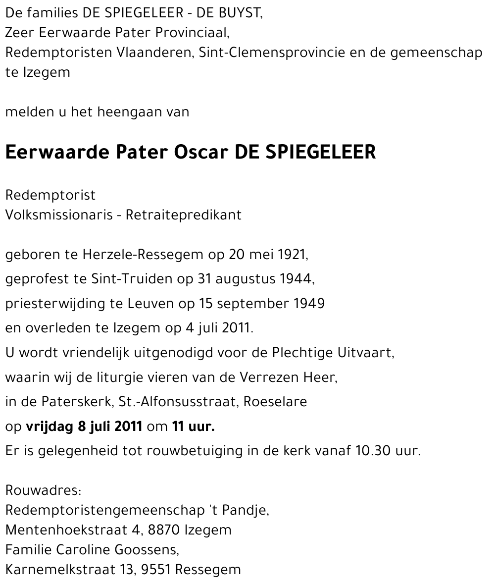 Oscar DE SPIEGELEER