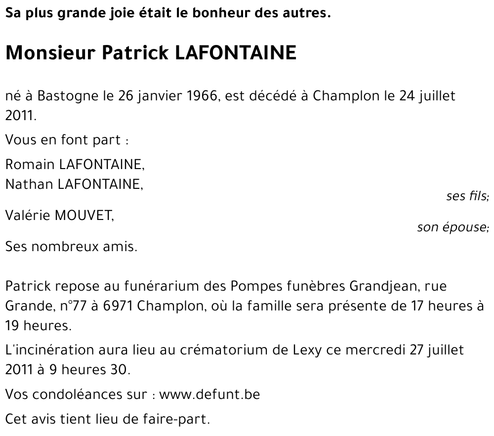 Patrick LAFONTAINE