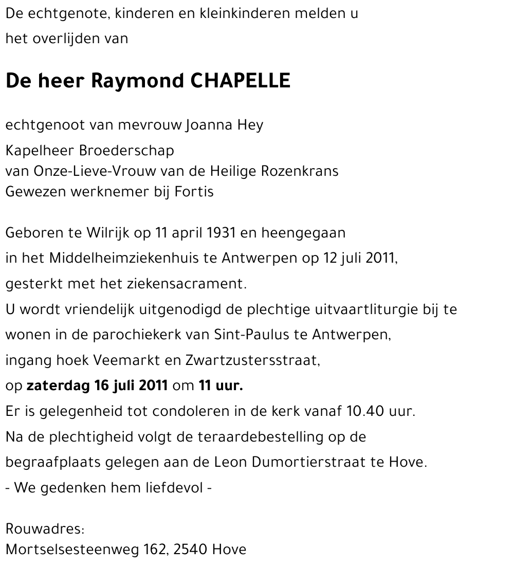Raymond CHAPELLE
