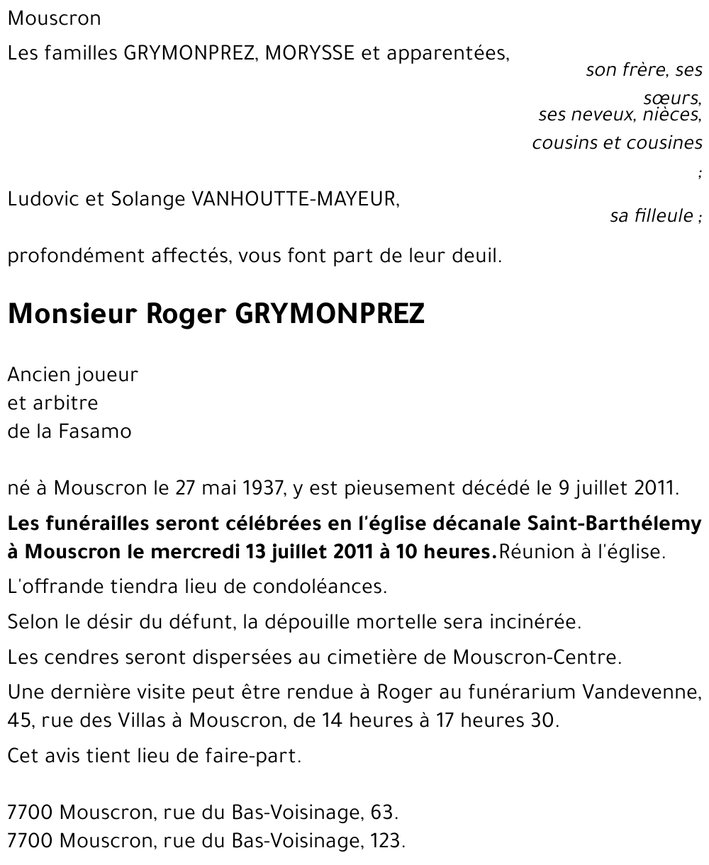 Roger GRYMONPREZ