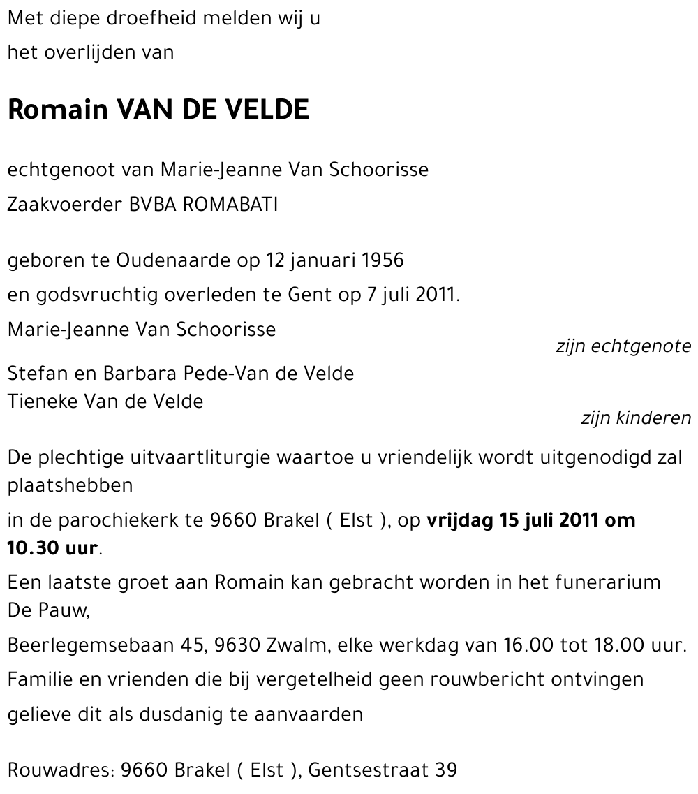 Romain VAN DE VELDE
