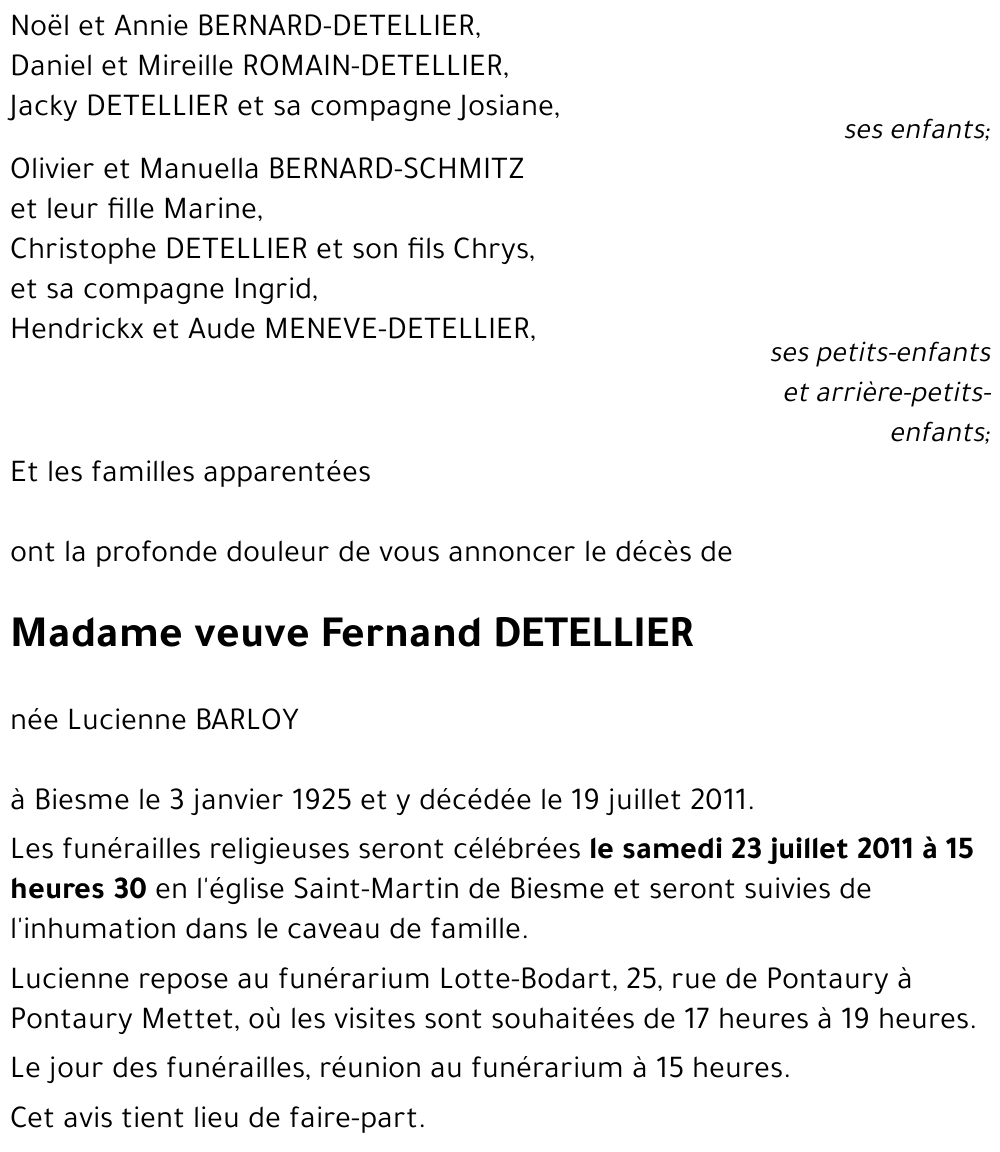 veuve Fernand DETELLIER