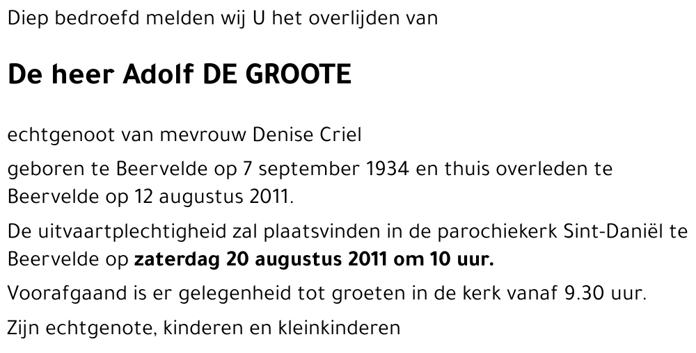 Adolf DE GROOTE