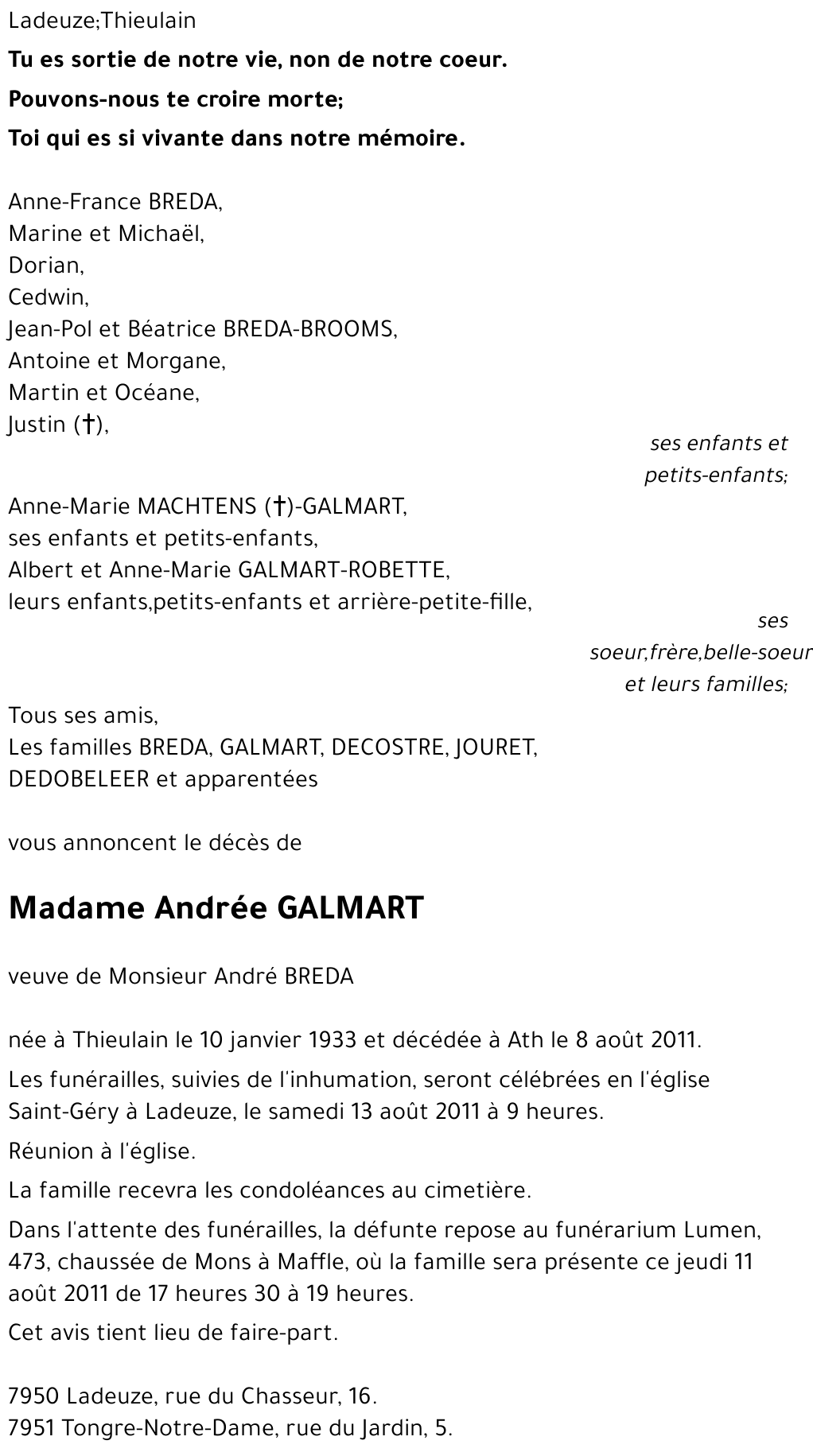 Andrée GALMART