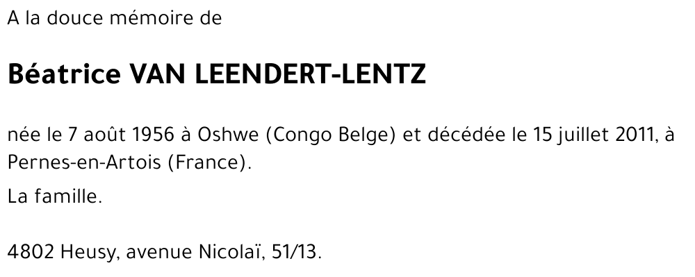 Béatrice VAN LEENDERT-LENTZ