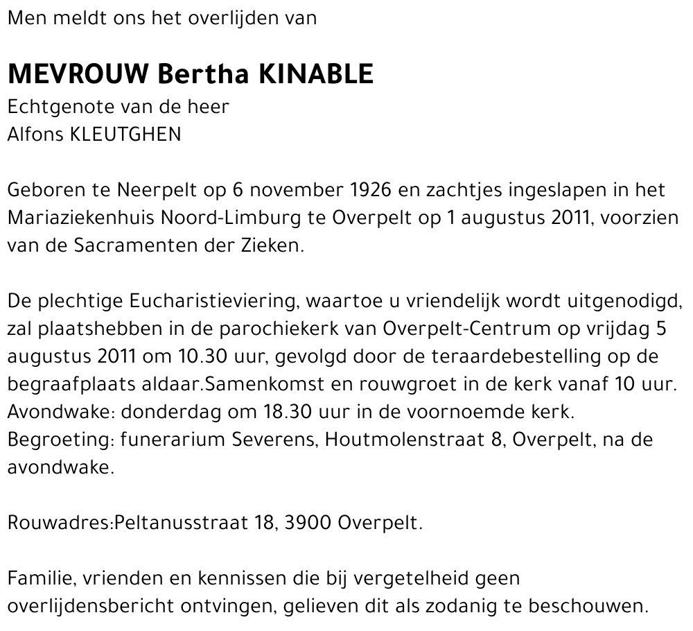 Bertha Kinable
