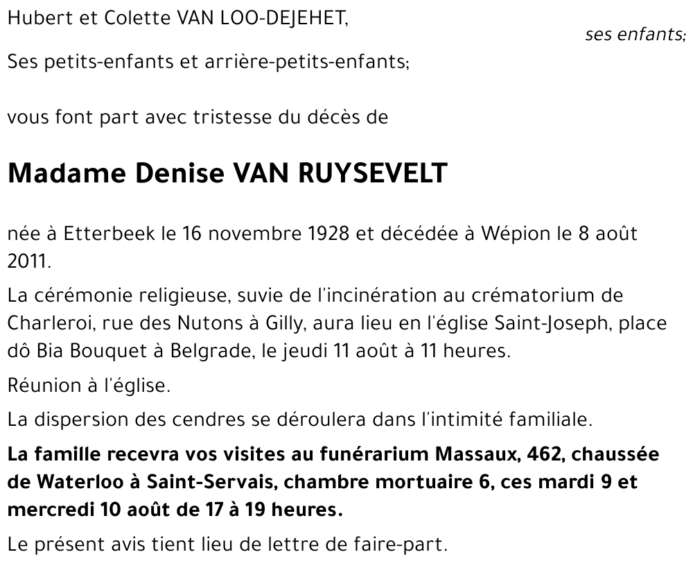 Denise VAN RUYSEVELT