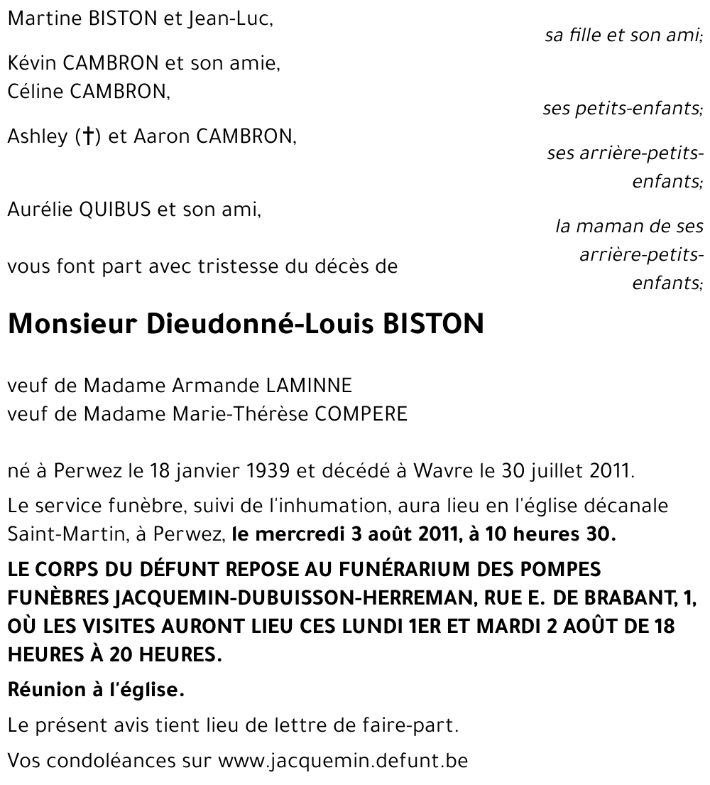 Dieudonné-Louis BISTON