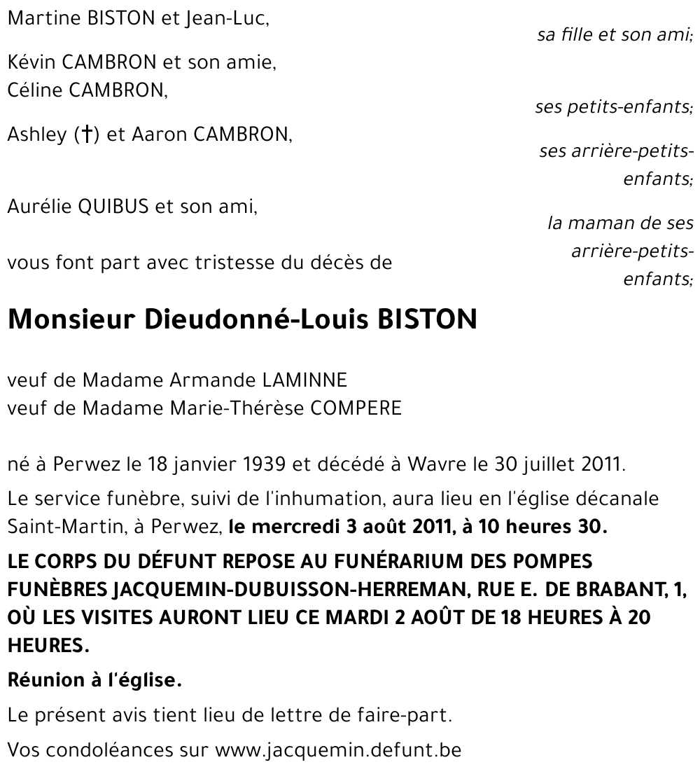 Dieudonné-Louis BISTON