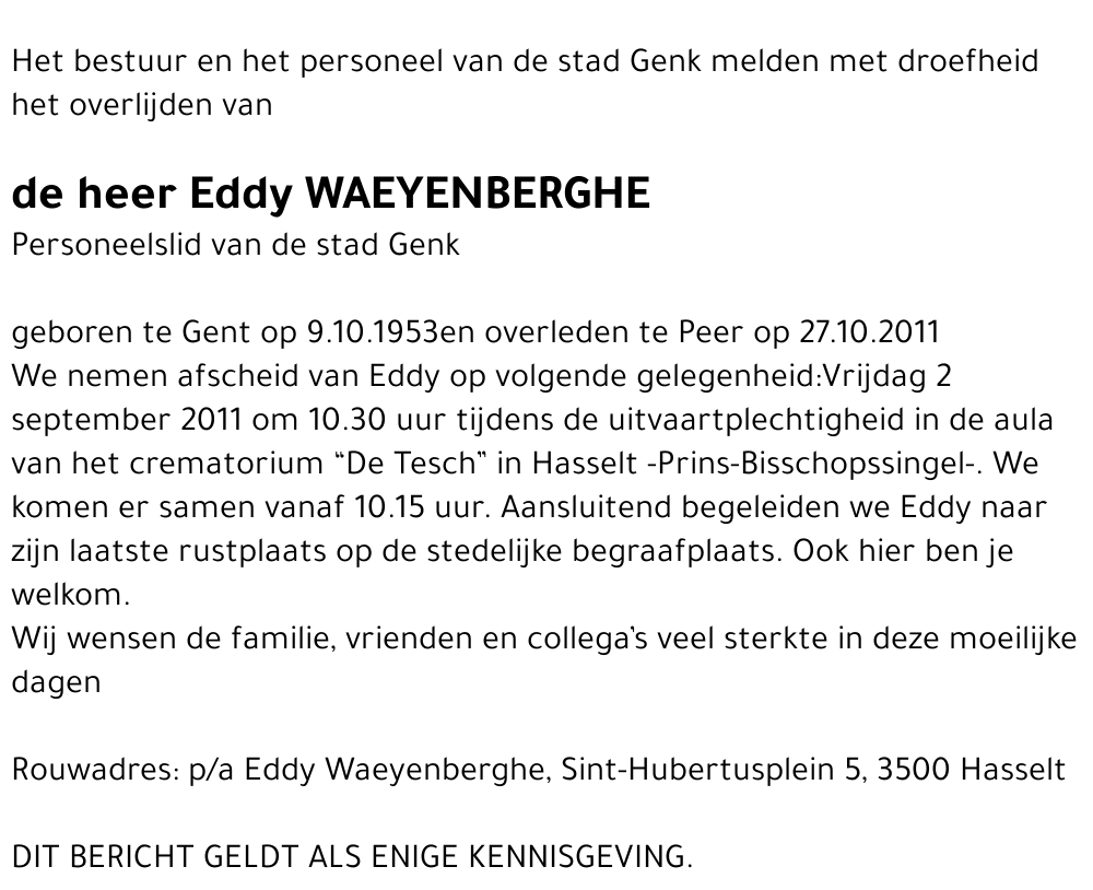 Eddy Waeyenberghe