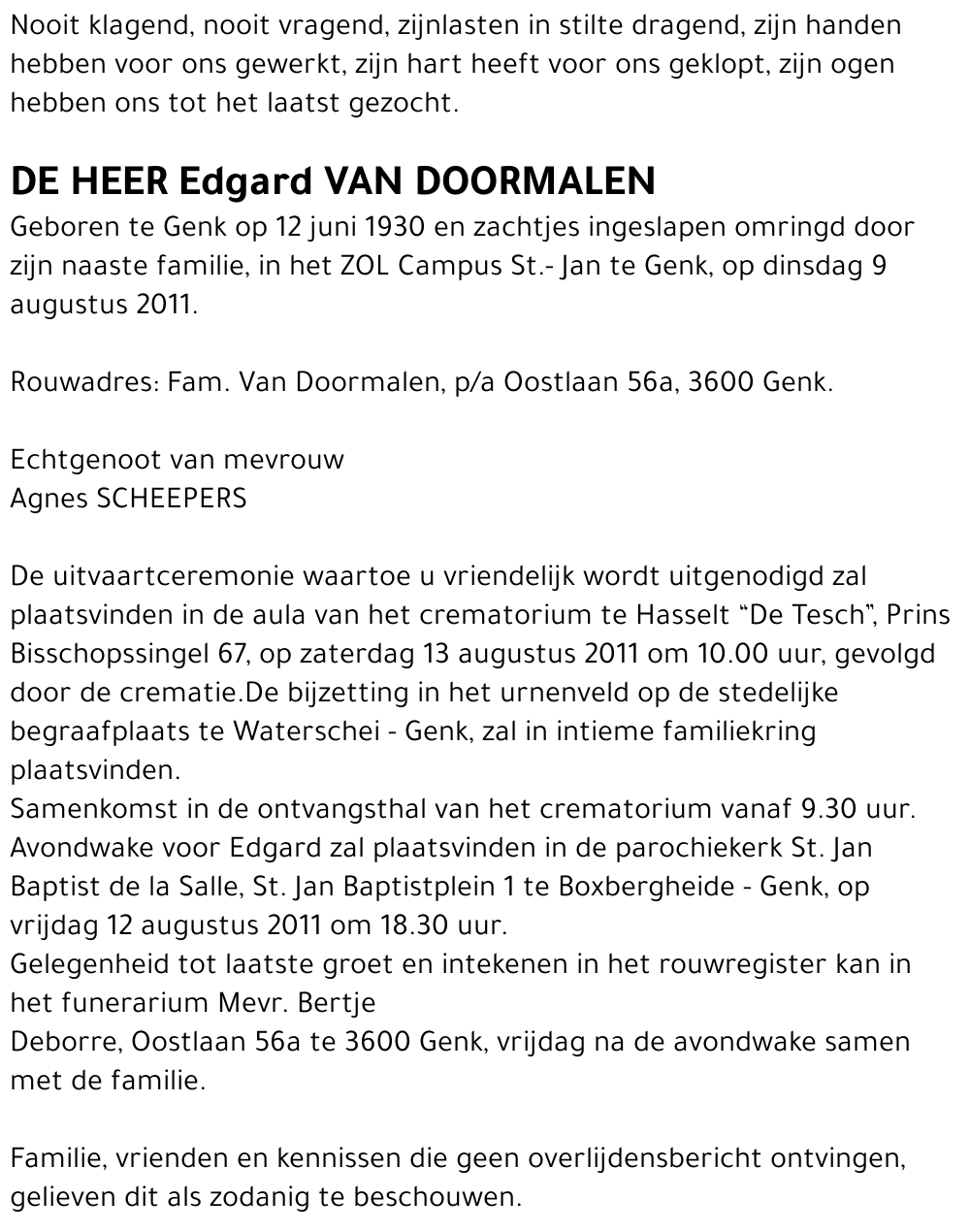 Edgard VAN DOORMALEN