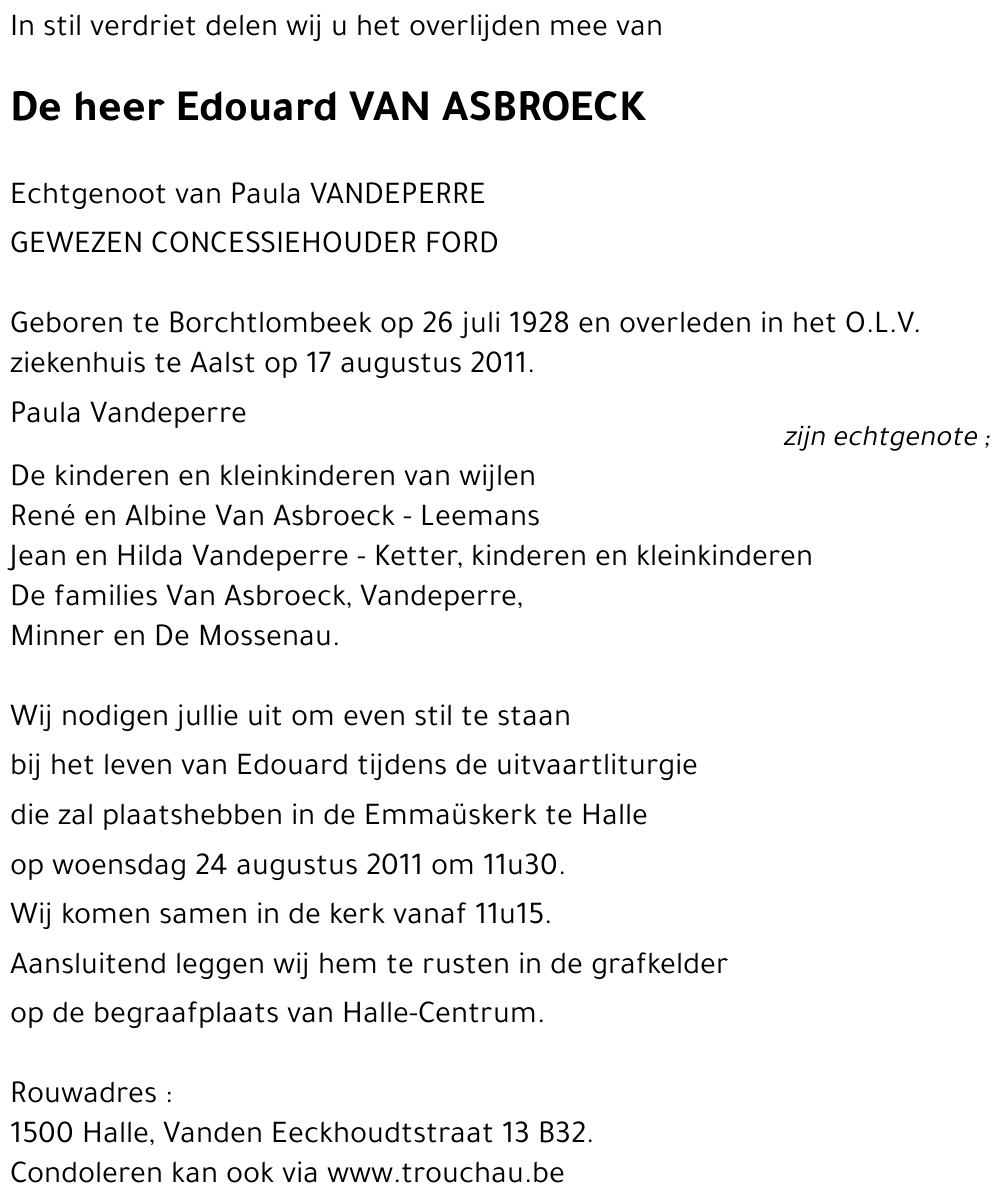 Edouard VAN ASBROECK