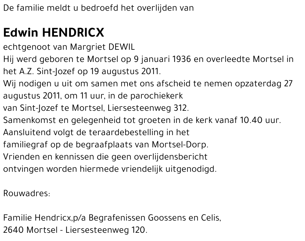 Edwin Hendricx