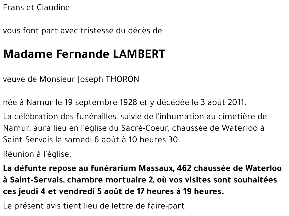Fernande LAMBERT