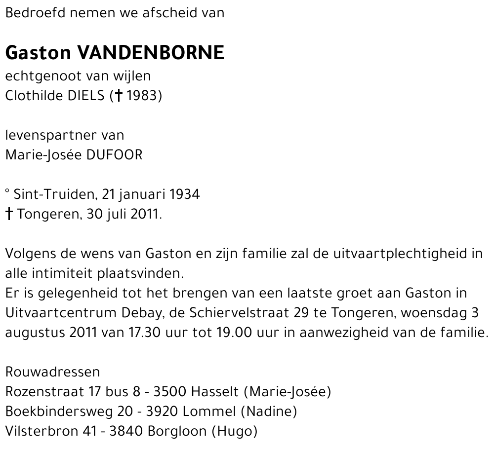 Gaston VANDENBORNE