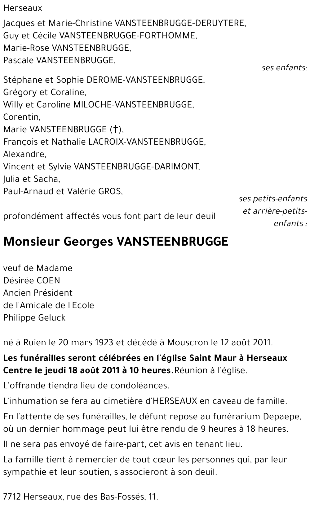 Georges VANSTEENBRUGGE