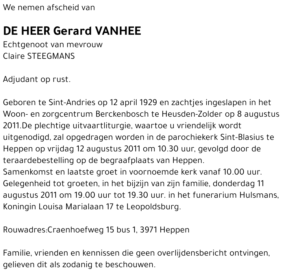 Gerard Vanhee