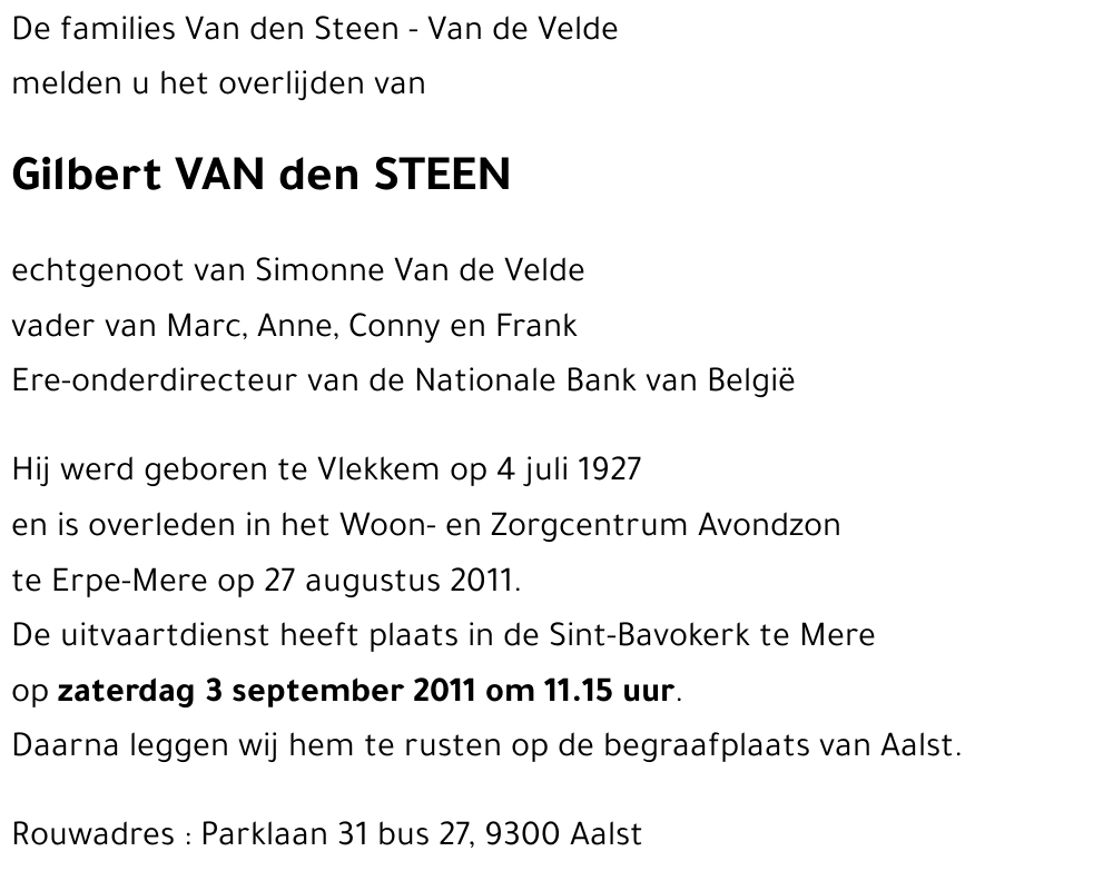 Gilbert VAN den STEEN