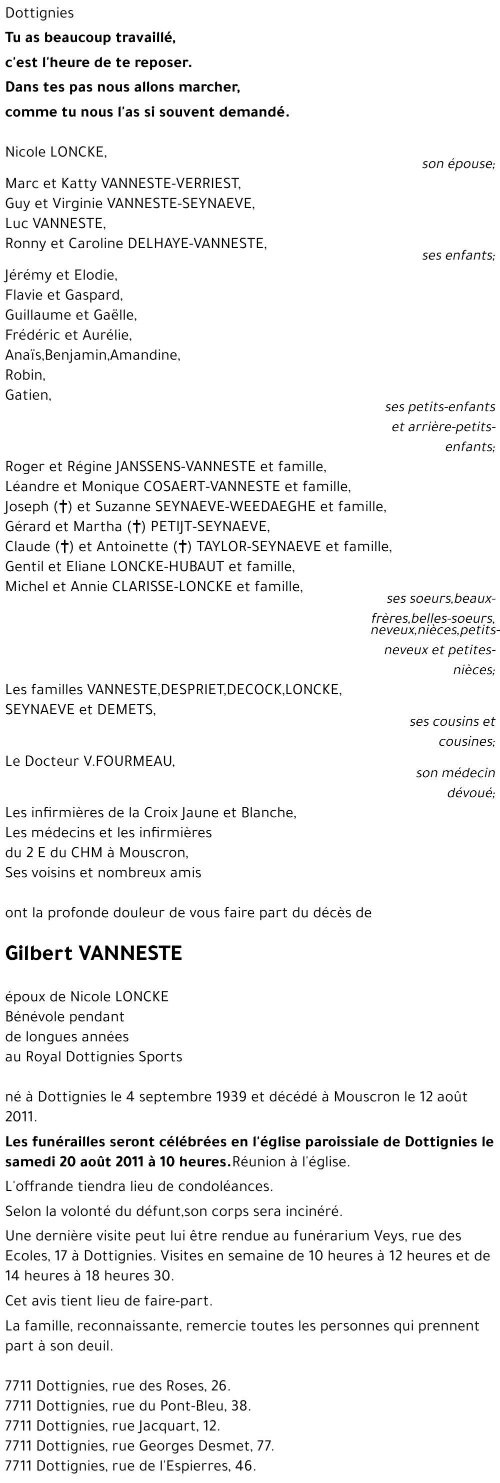 Gilbert VANNESTE
