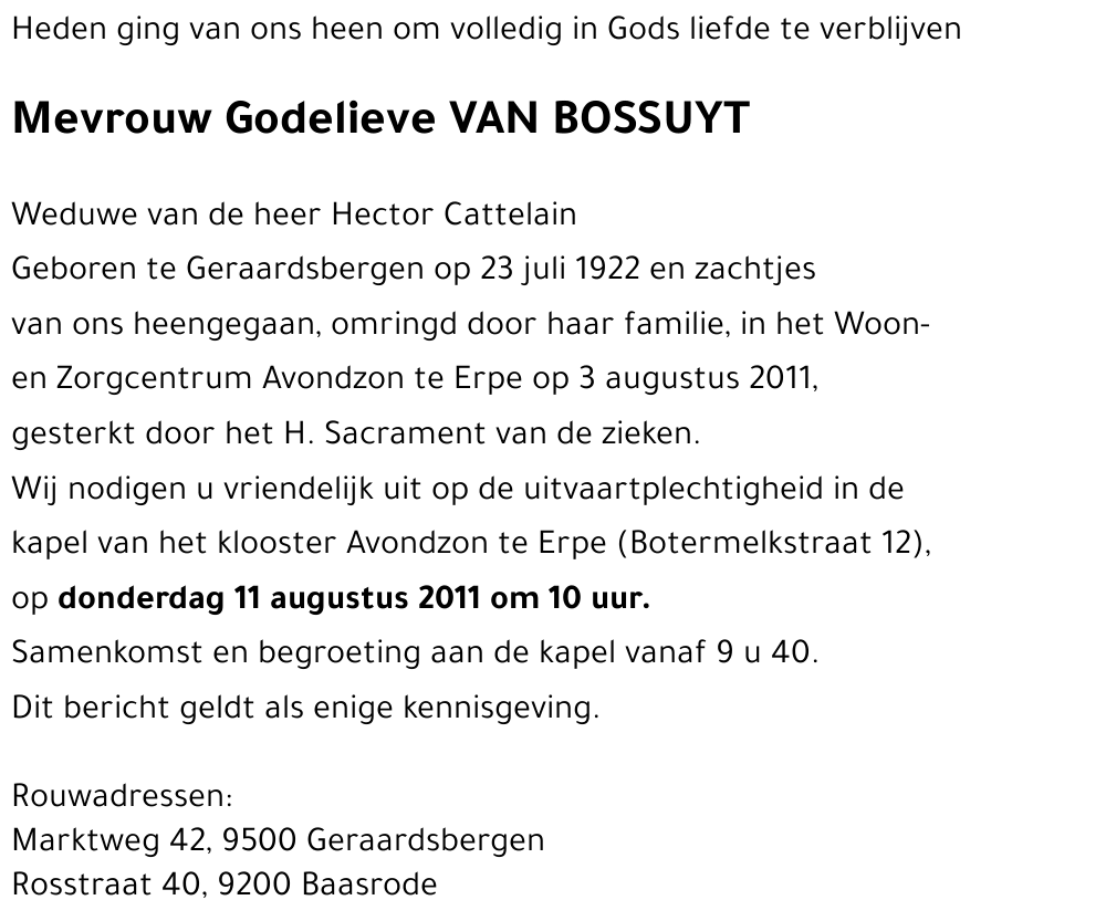 Godelieve VAN BOSSUYT