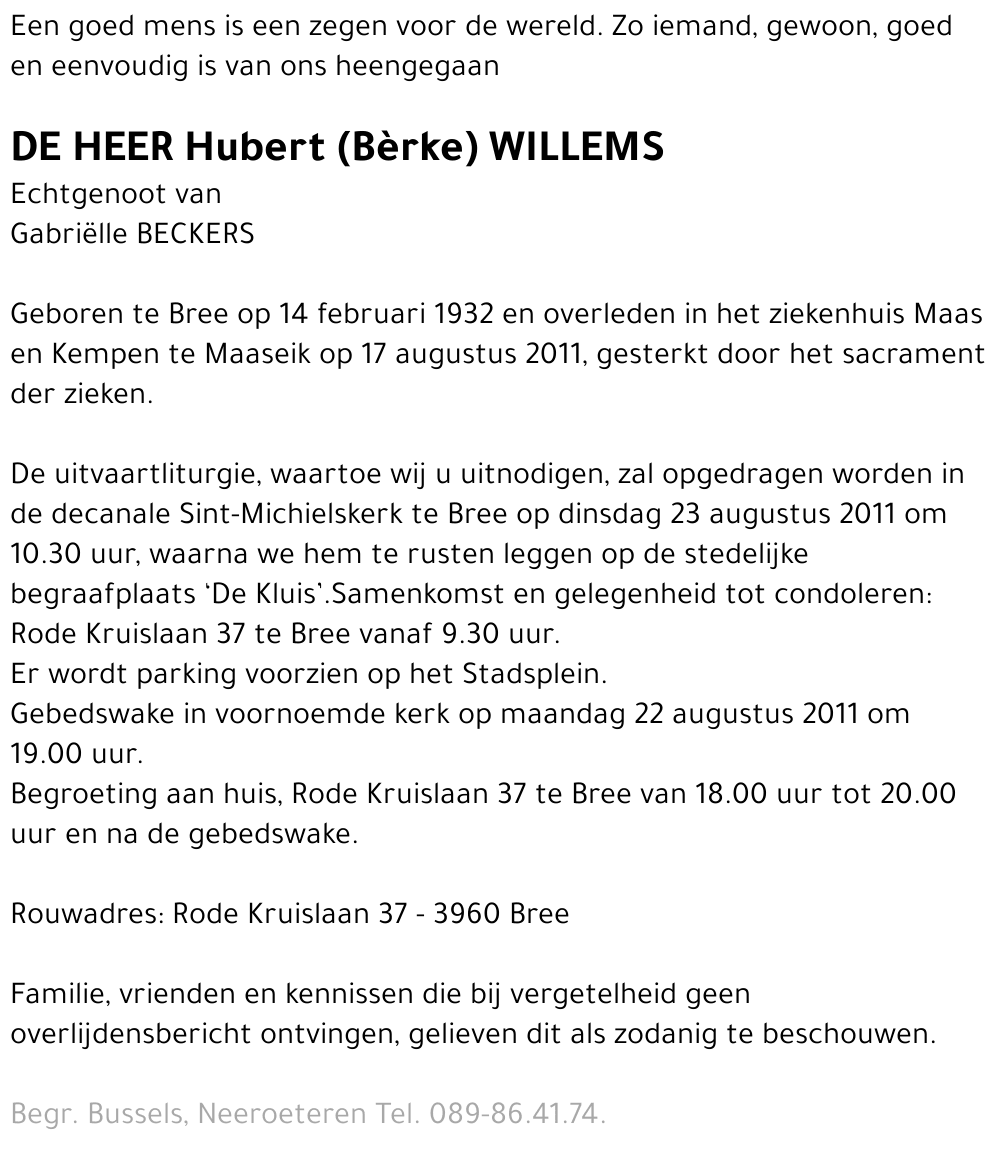 Hubert (Bèrke) WILLEMS