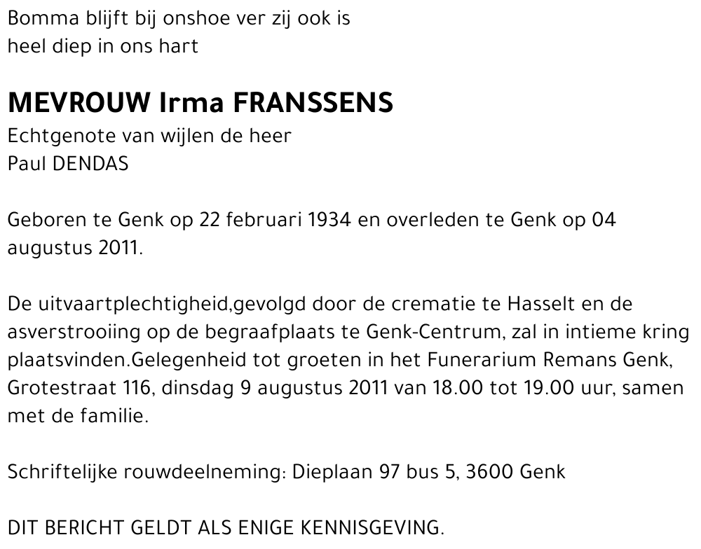 Irma FRANSSENS